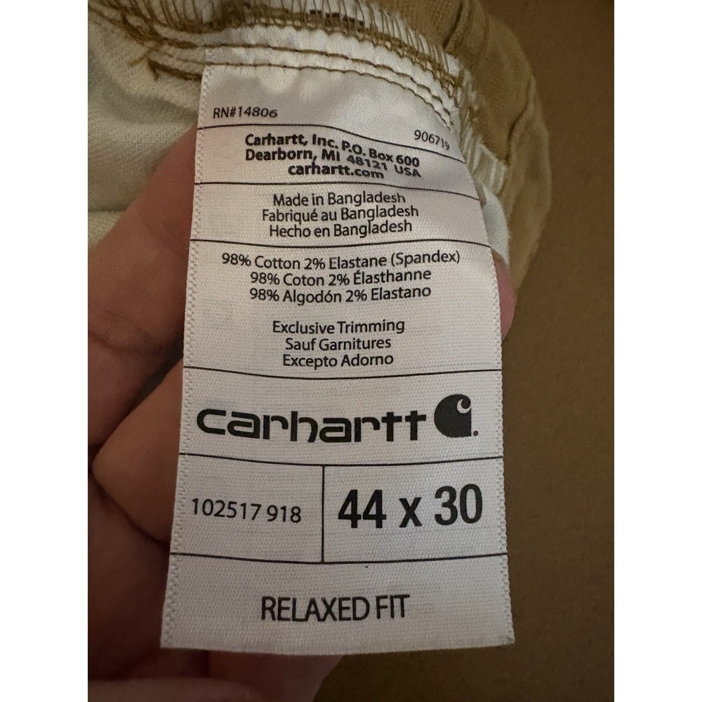 Carhartt Relaxed Fit Work Pants Khaki 44x30 Men's Carpenter Utility B151 - Picture 8 of 8